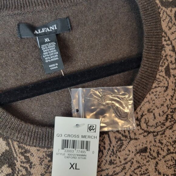 NWT Alfani Sweater Sz XL Brown Tan Vtg Style 80's Grandpa Core Cosby - Picture 4 of 6